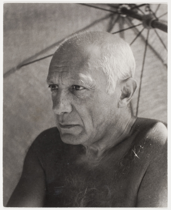 [Pablo Picasso on the beach, France]